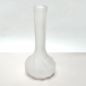 Bud Vase Spiral Frosted Molded 5.75 in CA Marketing Innovations Cut Top‎ Vintage